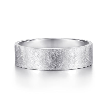 14K White Gold 6mm - Mens Wedding Band in Brushed Finish — Gabriel & Co. MBM0137-60W4JJJ
