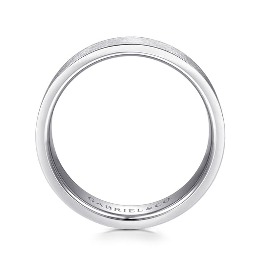 14K White Gold 6mm - Mens Wedding Band in Brushed Finish — Gabriel & Co. MBM0137-60W4JJJ