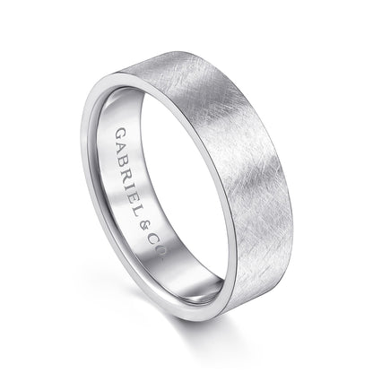 14K White Gold 6mm - Mens Wedding Band in Brushed Finish — Gabriel & Co. MBM0137-60W4JJJ