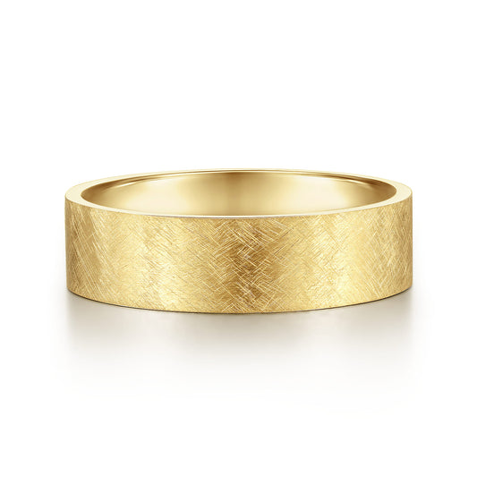 14K Yellow Gold 6mm - Men's Wedding Band in Brushed Finish — Gabriel & Co. MBM0137-60Y4JJJ