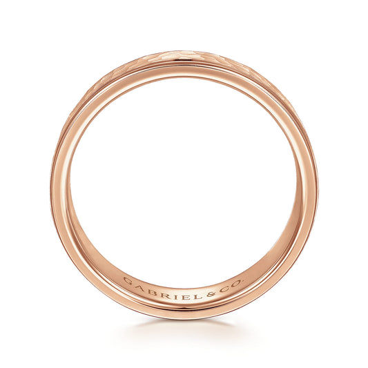 14K Rose Gold 6mm - Hammered Mens Wedding Band — Gabriel & Co. MBM0157-60K4JJJ
