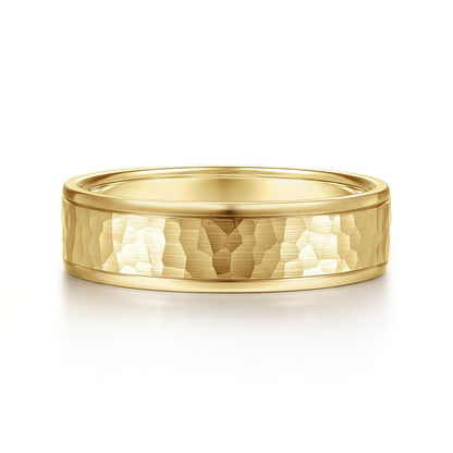 14K Yellow Gold 6mm - Hammered Mens Wedding Band — Gabriel & Co. MBM0157-60Y4JJJ