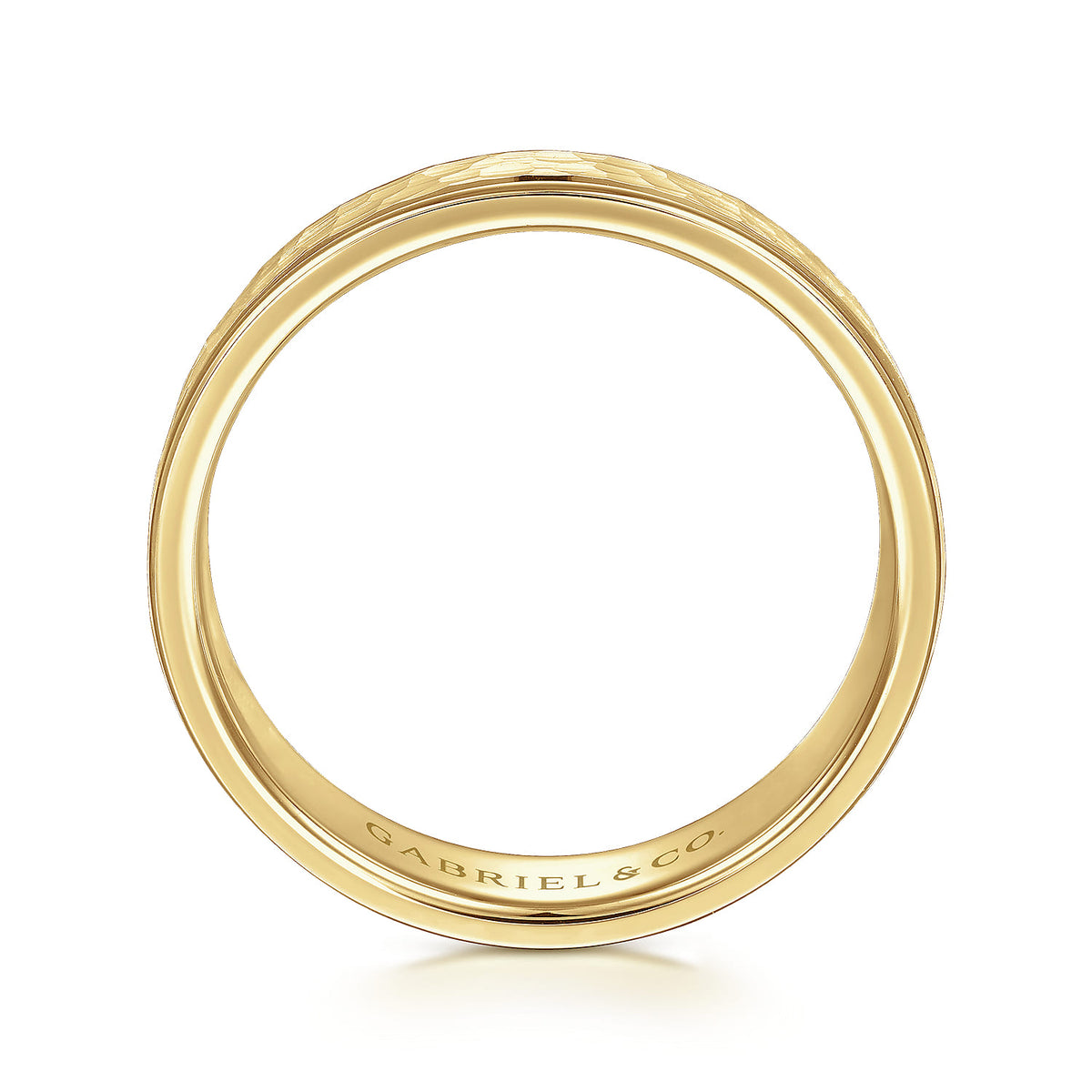 14K Yellow Gold 6mm - Hammered Mens Wedding Band — Gabriel & Co. MBM0157-60Y4JJJ