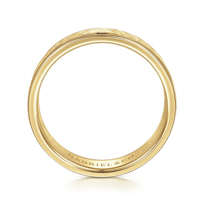 14K Yellow Gold 6mm - Hammered Mens Wedding Band — Gabriel & Co. MBM0157-60Y4JJJ