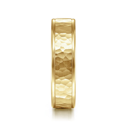 14K Yellow Gold 6mm - Hammered Mens Wedding Band — Gabriel & Co. MBM0157-60Y4JJJ
