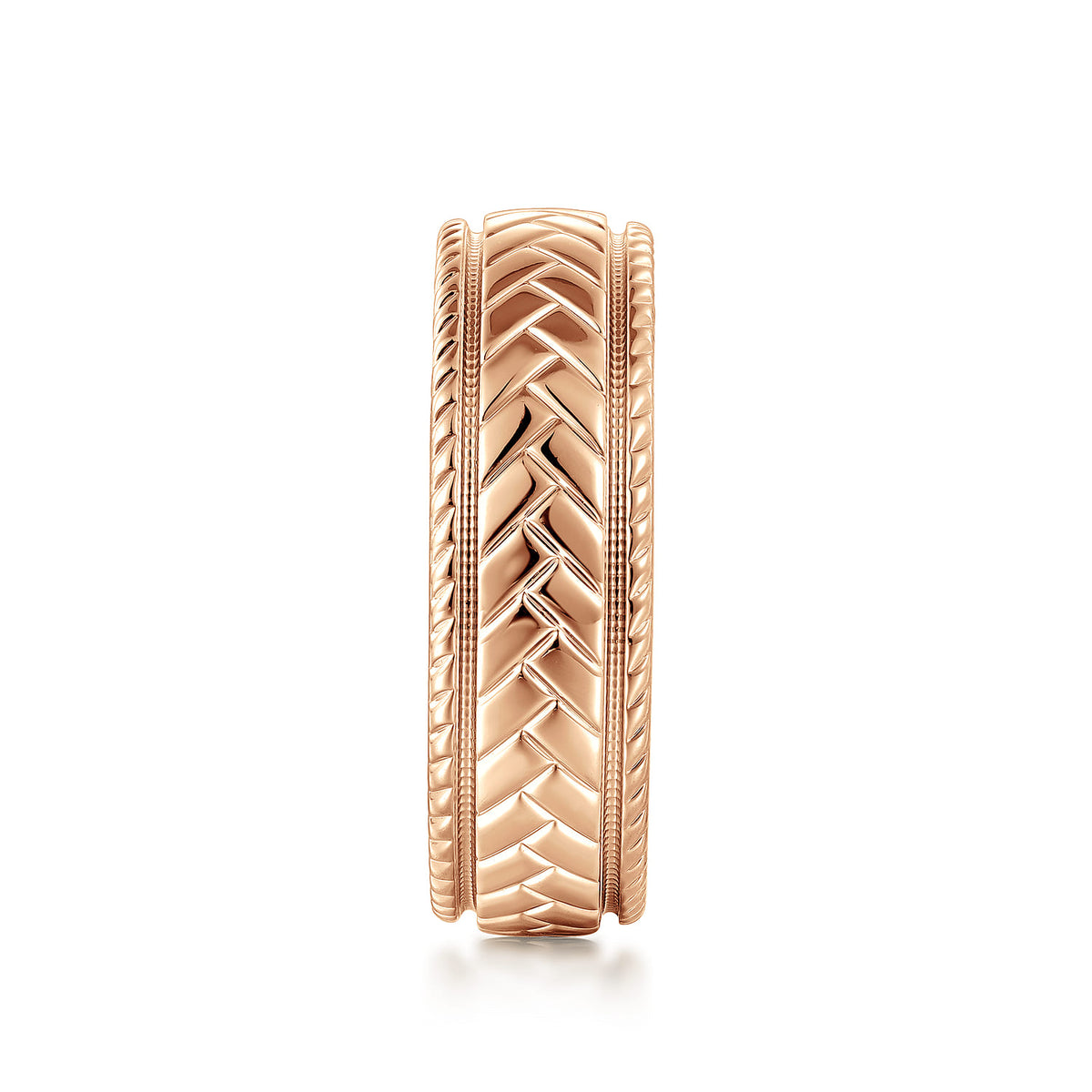 14K Rose Gold 7mm - Mens Wedding Band High Polish Finish in High Polished Finish — Gabriel & Co. MBM0208-70K4JJJ