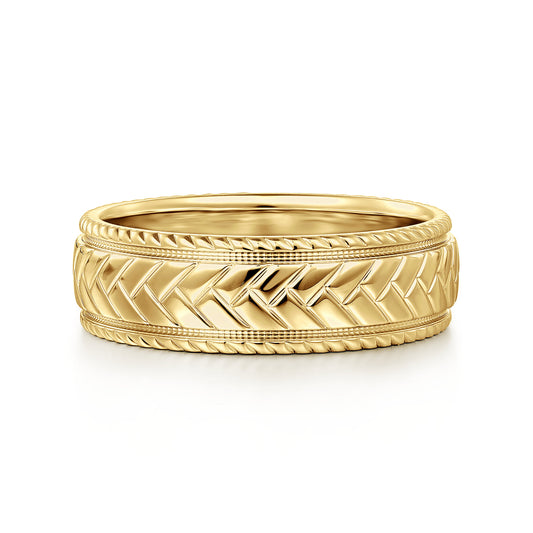 14K Yellow Gold 7mm - Mens Wedding Band High Polish Finish in High Polished Finish — Gabriel & Co. MBM0208-70Y4JJJ
