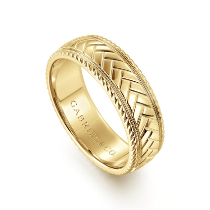 14K Yellow Gold 7mm - Mens Wedding Band High Polish Finish in High Polished Finish — Gabriel & Co. MBM0208-70Y4JJJ