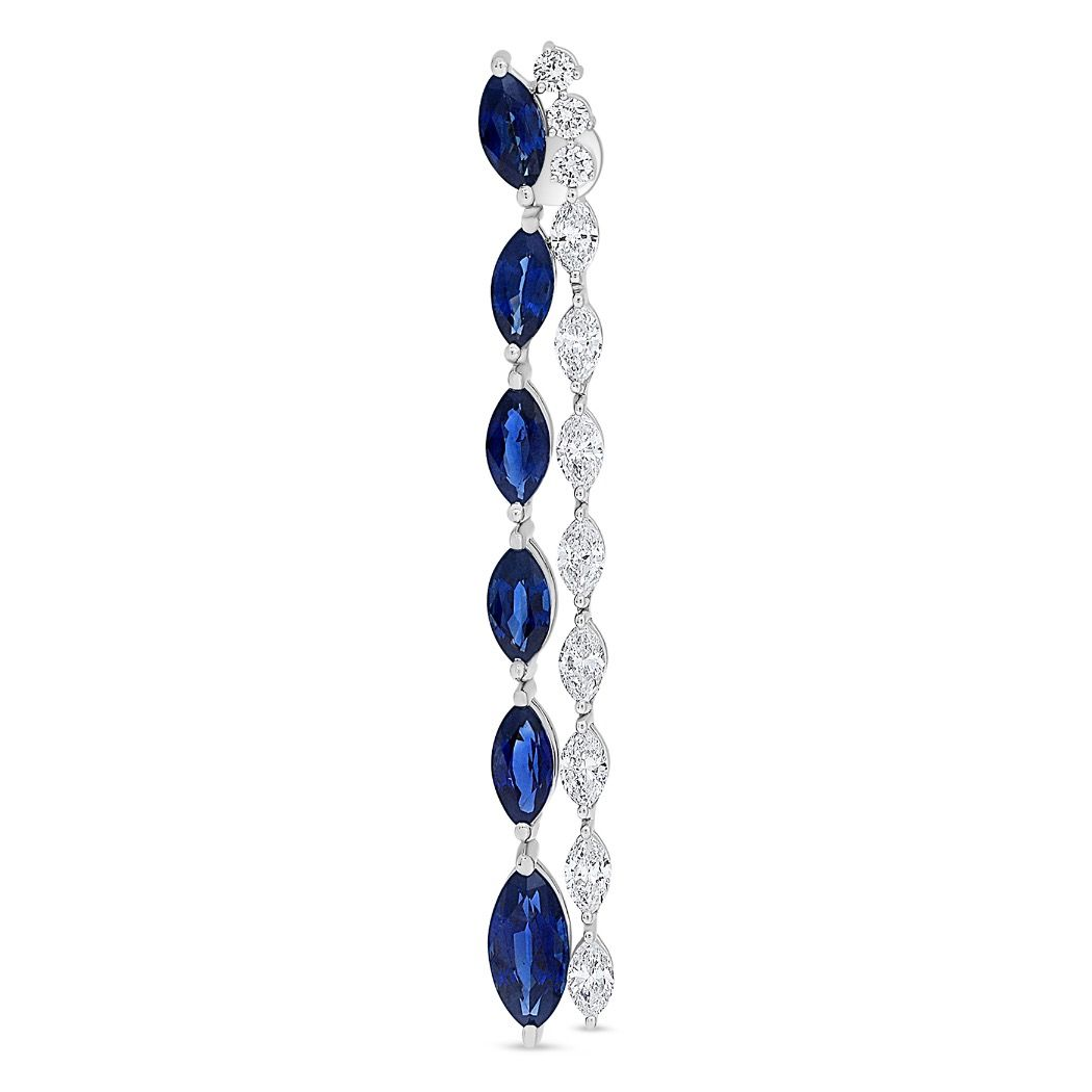 Sapphire Marquise and Diamond Drop Earrings — view 3