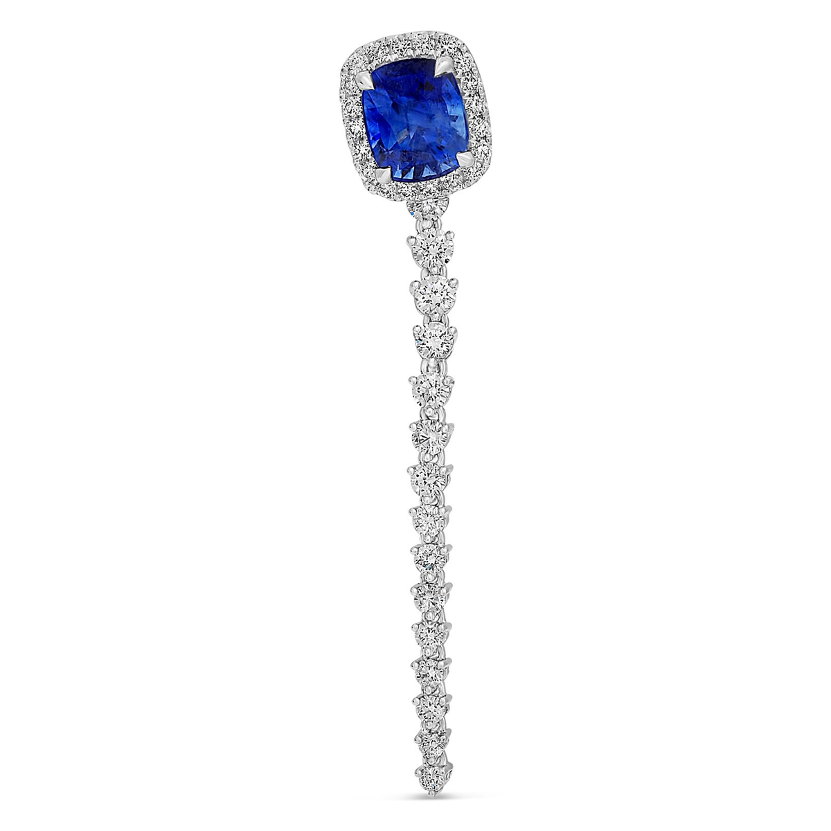 Sapphire and Diamond Drop Earrings in 18K White Gold — view 2