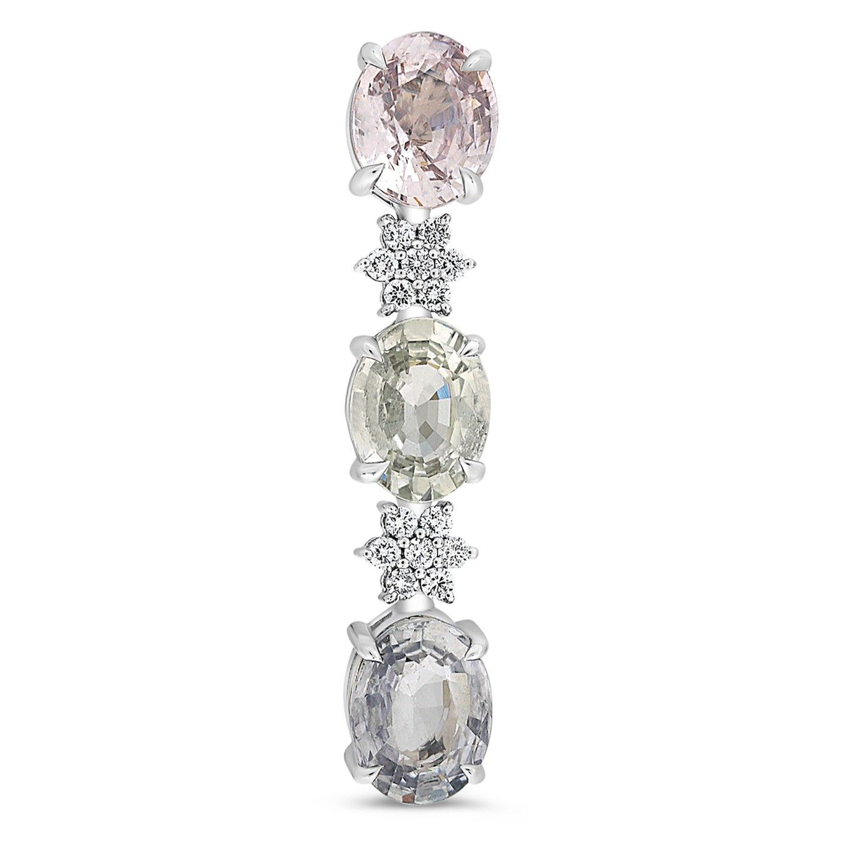 Oval Multi Colored Sapphire Necklace — view 1