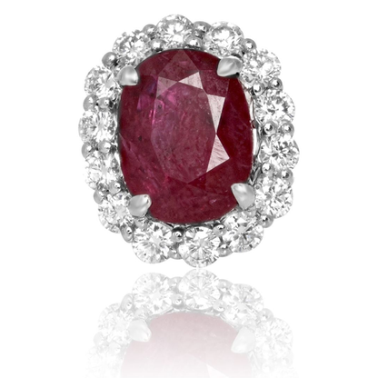 Oval Ruby & Diamond Stud Earrings — view 2