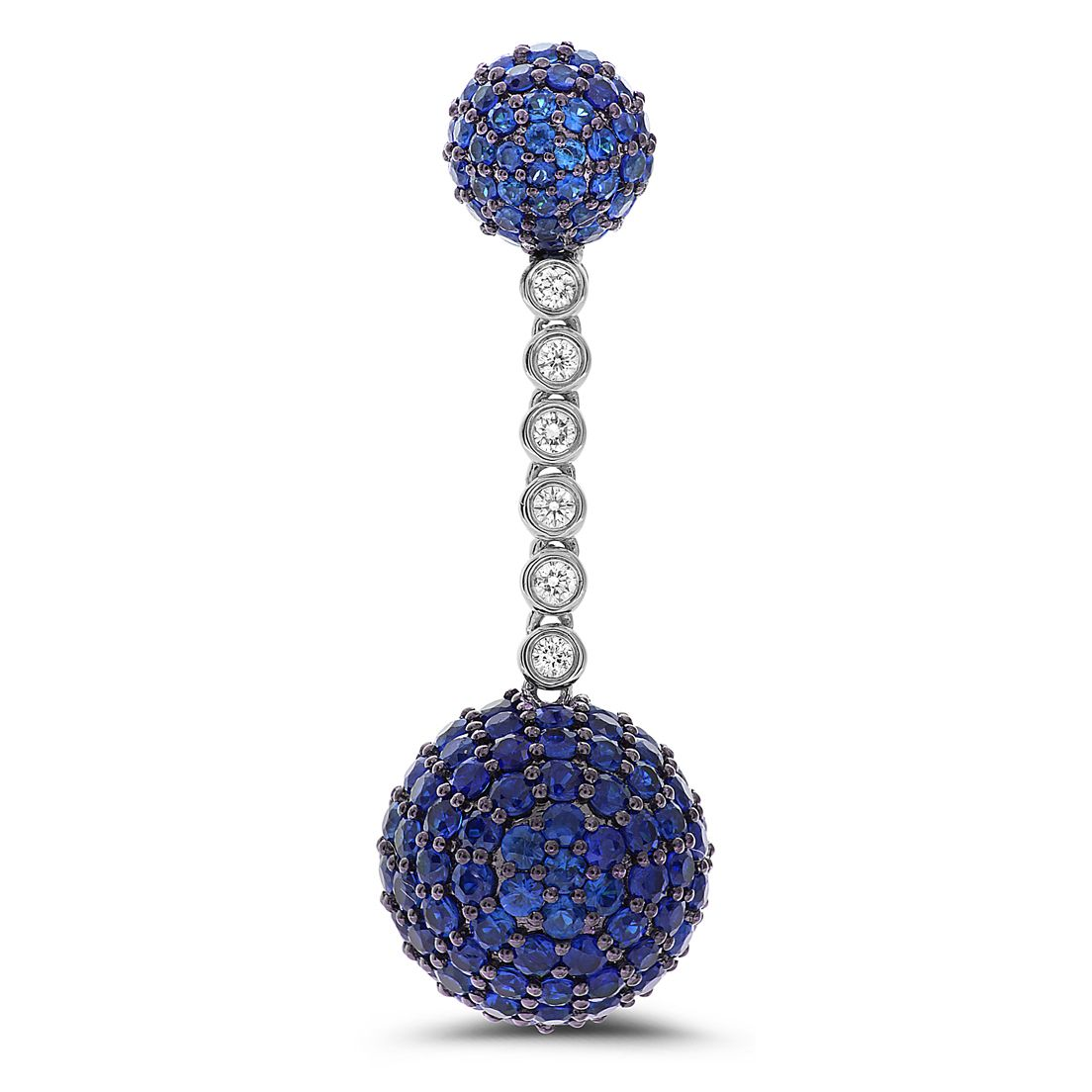 Sapphire Pave Ball Drop Earrings — view 1