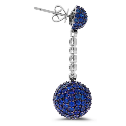 Sapphire Pave Ball Drop Earrings — view 2