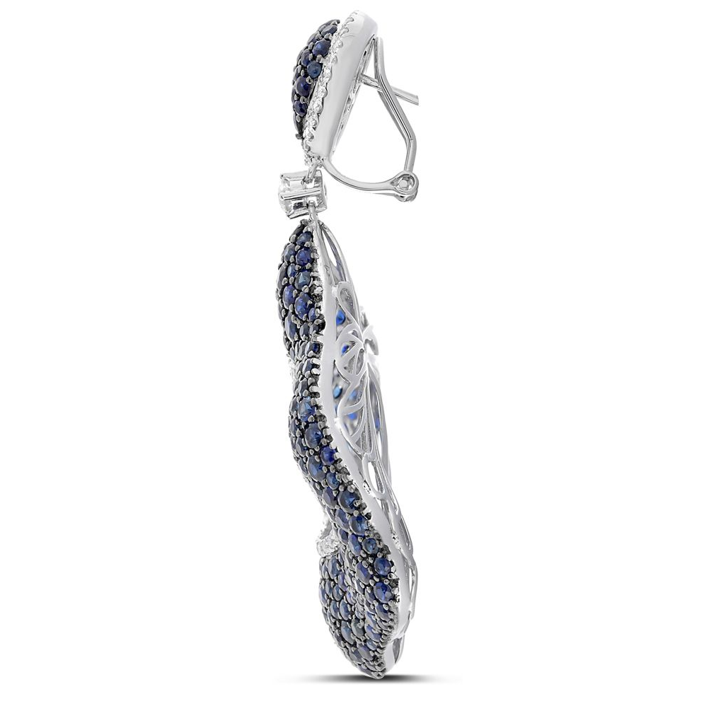 Blue Sapphire Cluster Drop Earrings — view 2