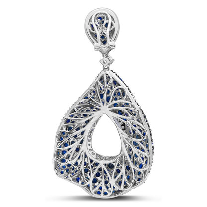 Blue Sapphire Cluster Drop Earrings — view 3