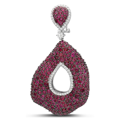 Red Ruby Cluster Drop Earrings — view 1