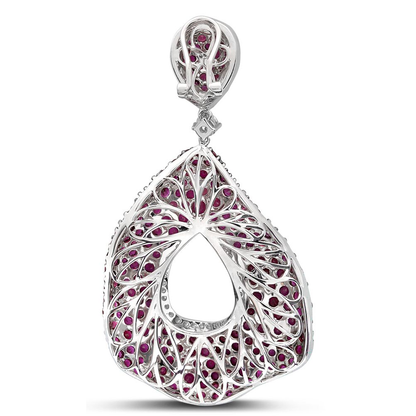 Red Ruby Cluster Drop Earrings — view 3