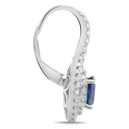 Oval Blue Sapphire & Diamond Earrings — view 1