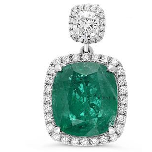 Cushion Emerald Earring — front view