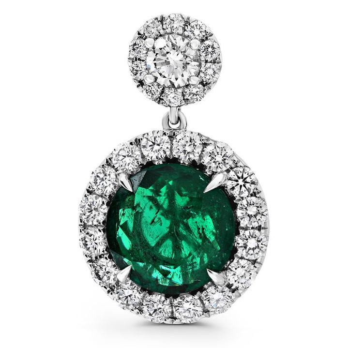 Round Emerald Earring — view 1