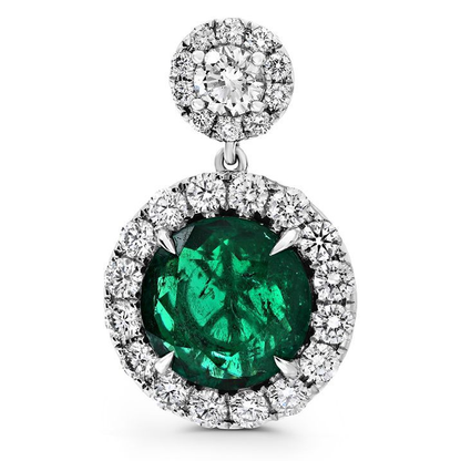 Round Emerald Earring — view 1