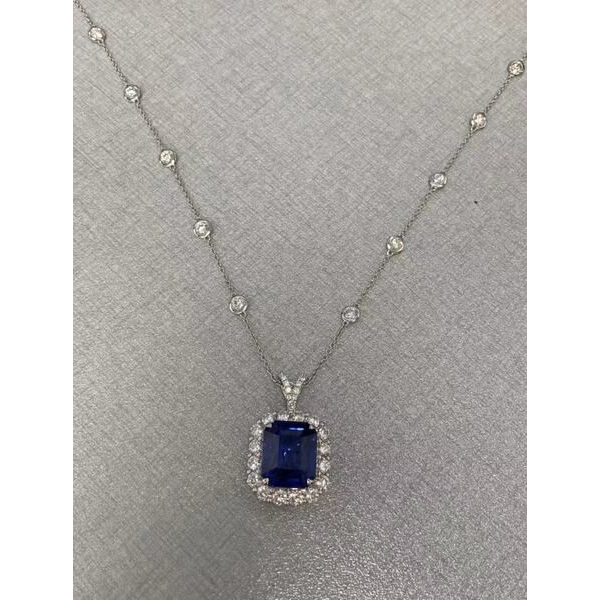 Emerald Cut Sapphire Necklace — view 1