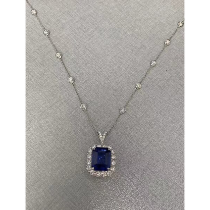 Emerald Cut Sapphire Necklace — view 1