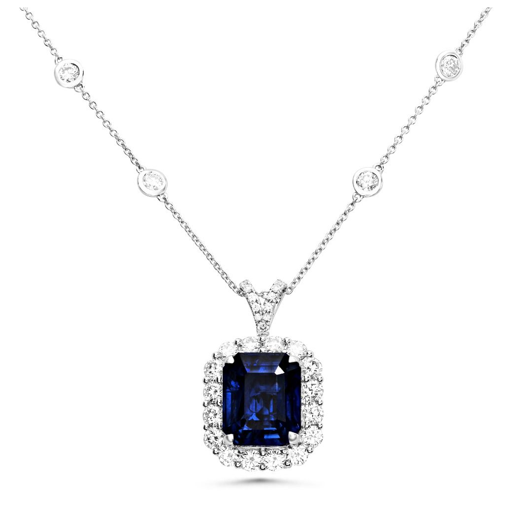 Emerald Cut Sapphire Necklace — view 2