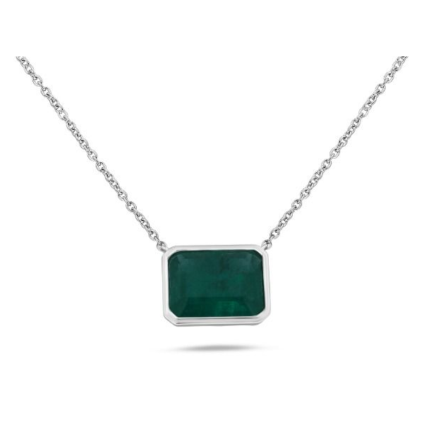 Bezel Set Emerald Necklace — view 2