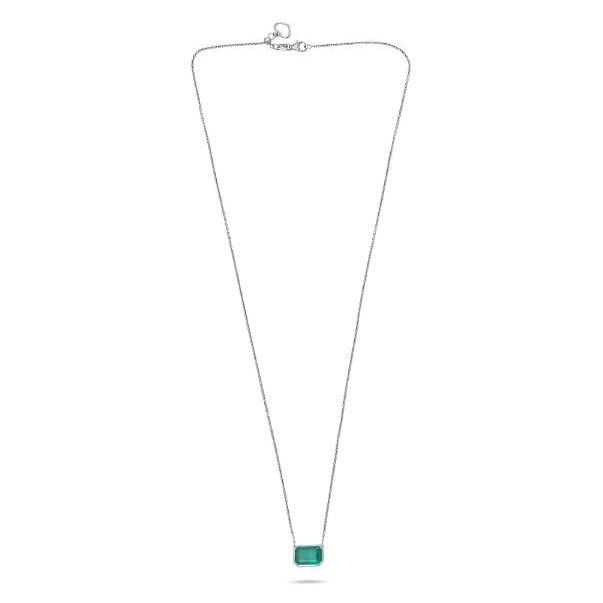 Bezel Set Emerald Necklace — view 1