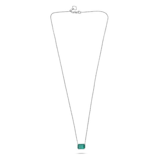 Bezel Set Emerald Necklace — view 1