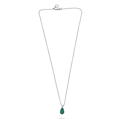 Pear Shape Emerald Drop Necklace — view 1