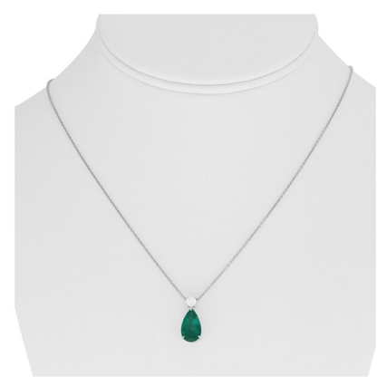 Pear Shape Emerald Drop Necklace — view 3