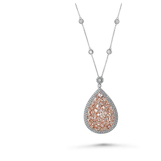 Mixed Shape Pink Diamond Necklace — view 1
