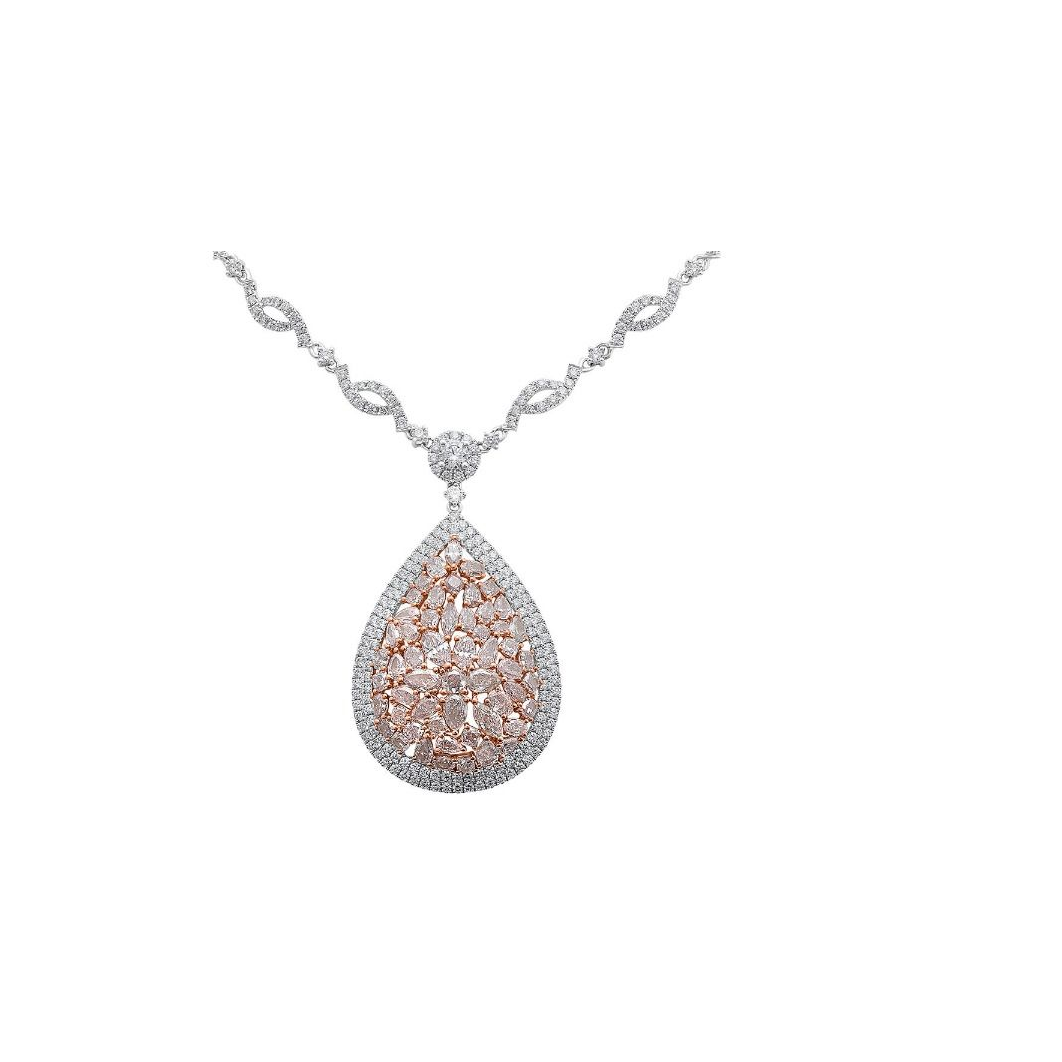 Mixed Shape Pink Diamond Necklace — view 1