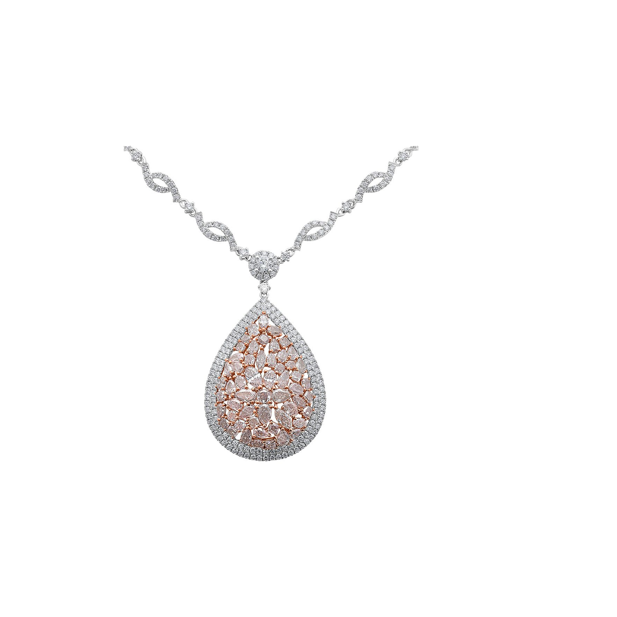 Mixed Shape Pink Diamond Necklace — view 1
