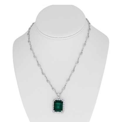 18.14 Carat Diamond Halo Emerald Necklace — view 3