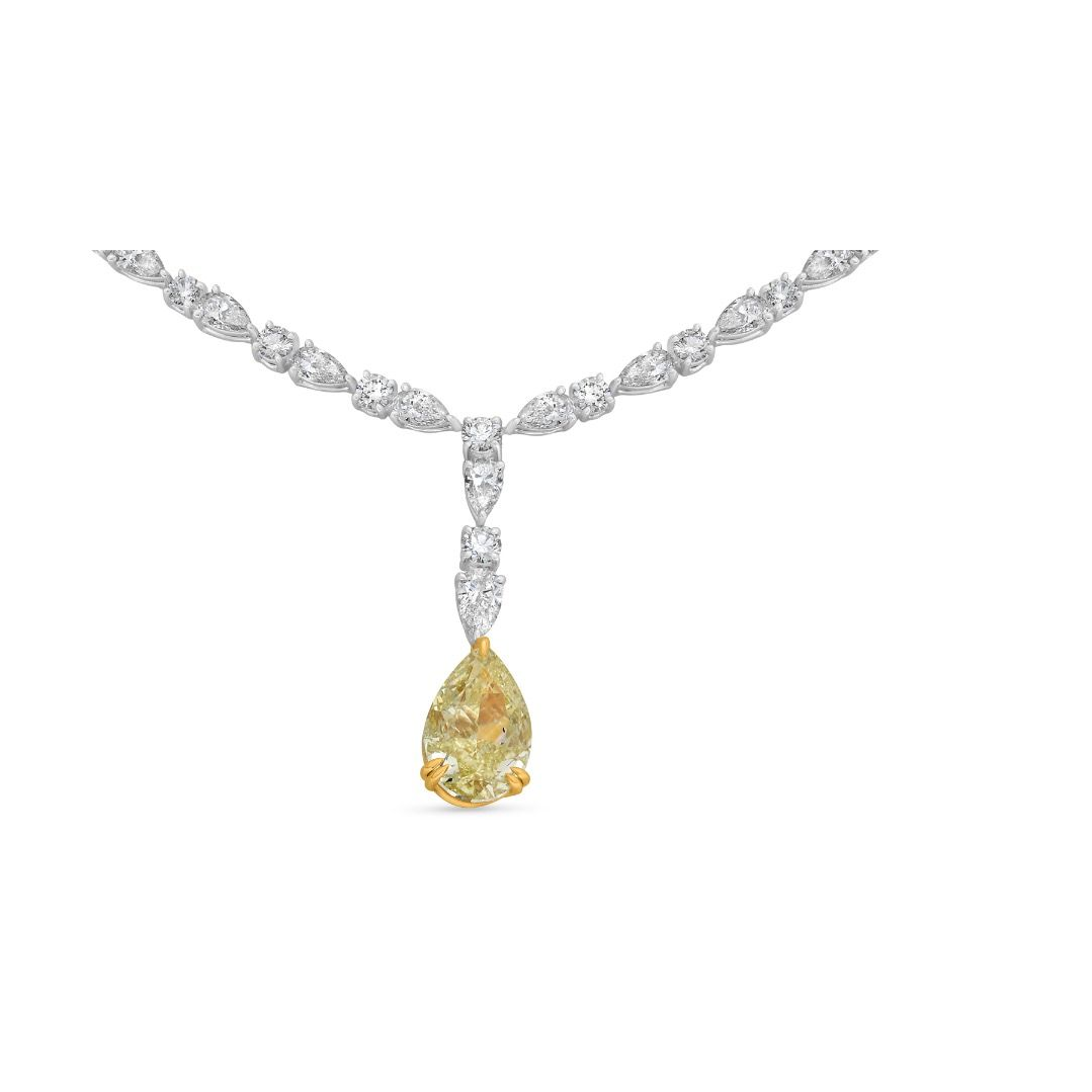 5.01 ct Yellow Diamond Pear Shape Necklace — view 1