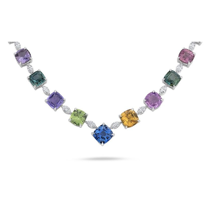 44.49 ct Multi Colored Sapphire Necklace — view 3