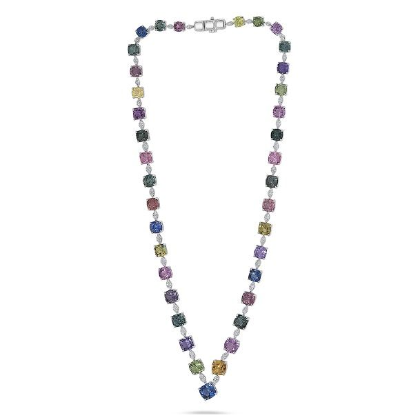 44.49 ct Multi Colored Sapphire Necklace — view 1