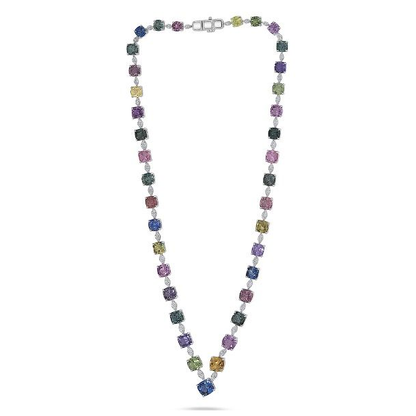 44.49 ct Multi Colored Sapphire Necklace — view 1