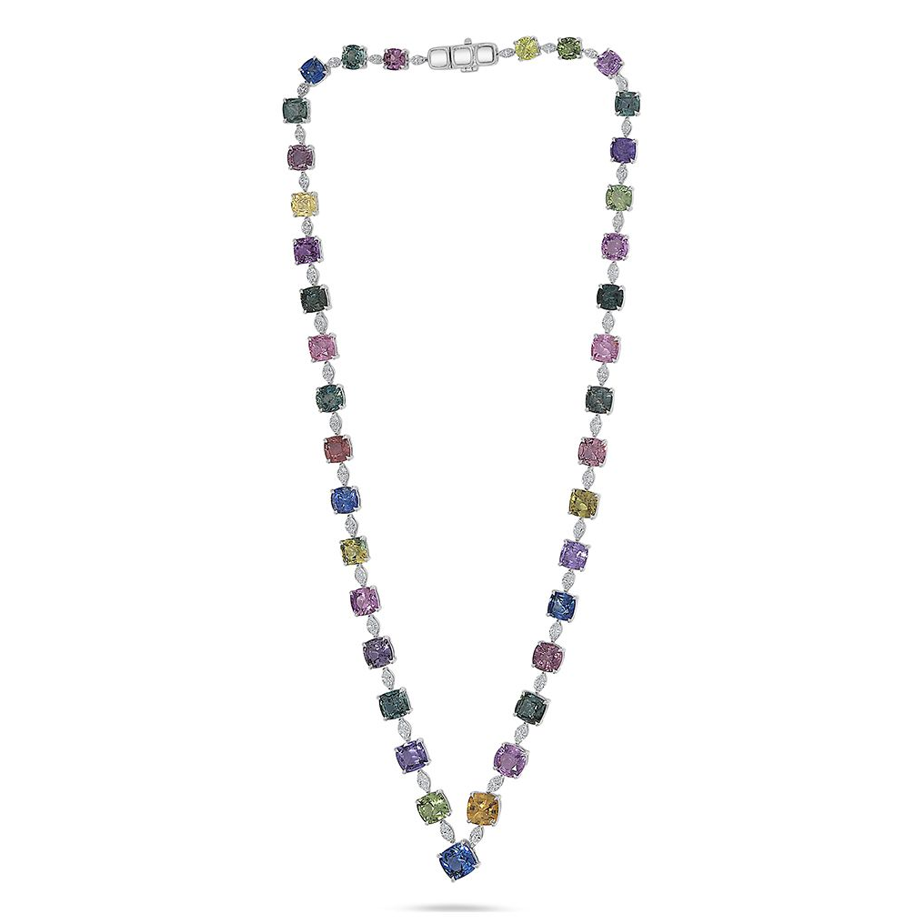 44.49 ct Multi Colored Sapphire Necklace — view 2