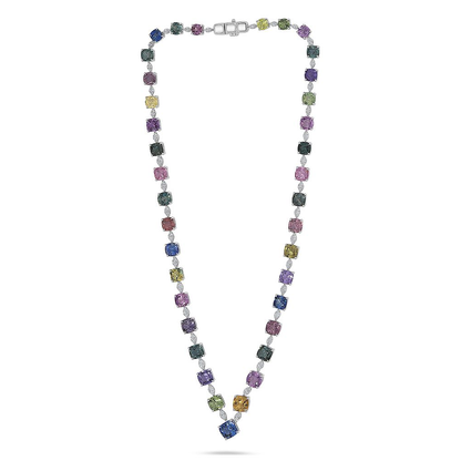 44.49 ct Multi Colored Sapphire Necklace — view 2
