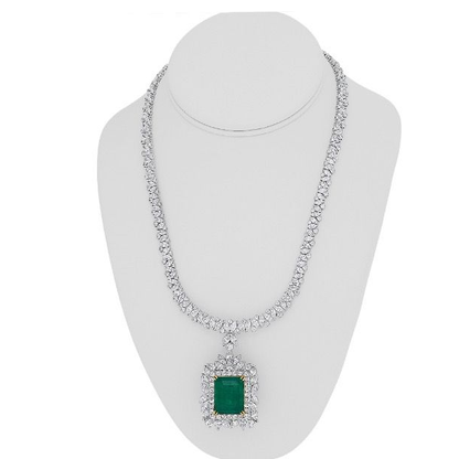24.42 ct Emerald and Diamond Necklace — view 2