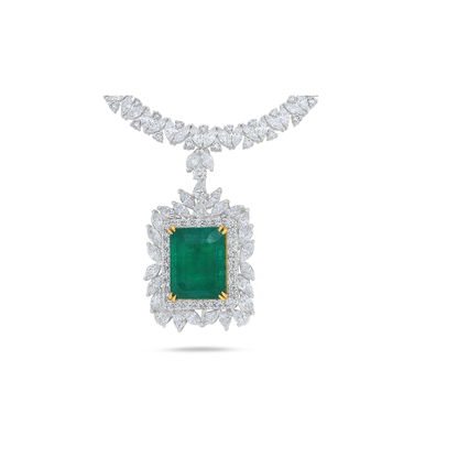 24.42 ct Emerald and Diamond Necklace — view 3