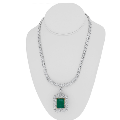 24.42 ct Emerald and Diamond Necklace — view 5