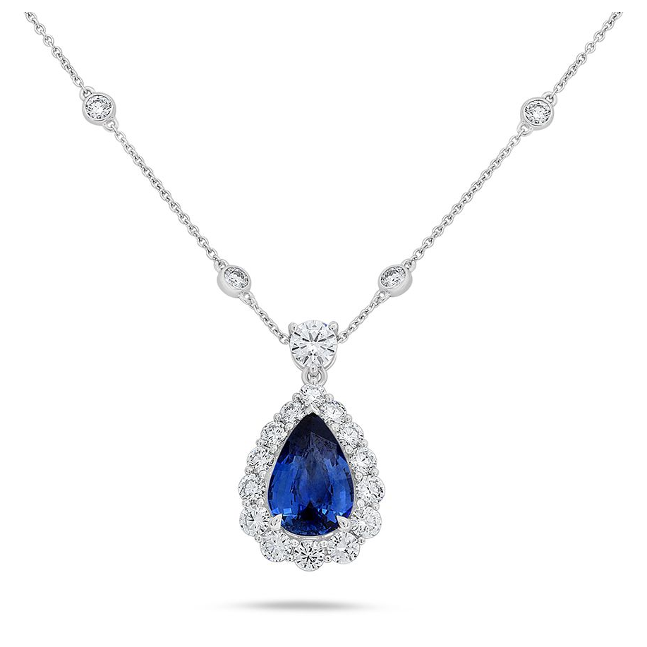 Pear Shape Sapphire Necklace — view 2
