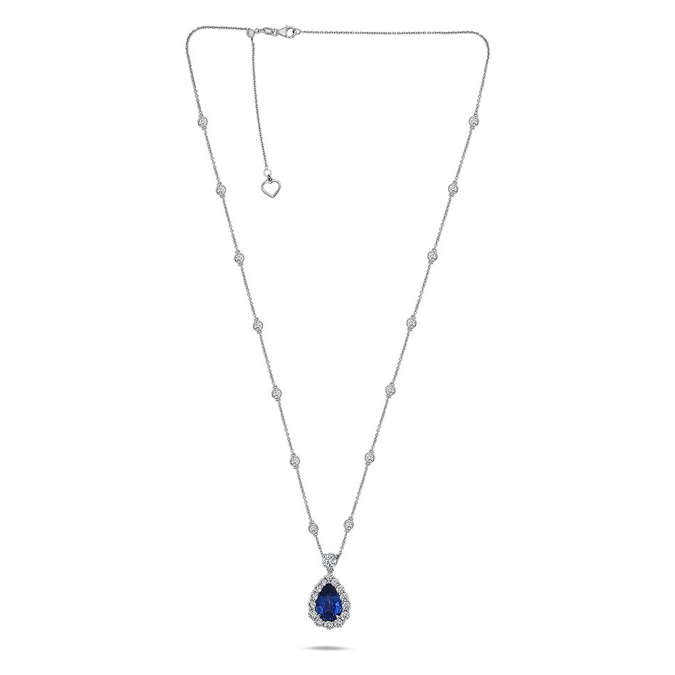 Pear Shape Sapphire Necklace — view 1