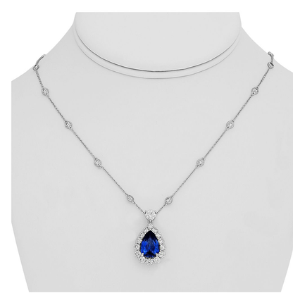 Pear Shape Sapphire Necklace — view 3